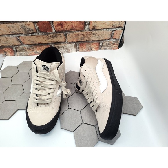 Vans  Knu Skool Peyote Cream White Black Mid Suede Nylon Skate Shoes Men sz 13 - Picture 9 of 11